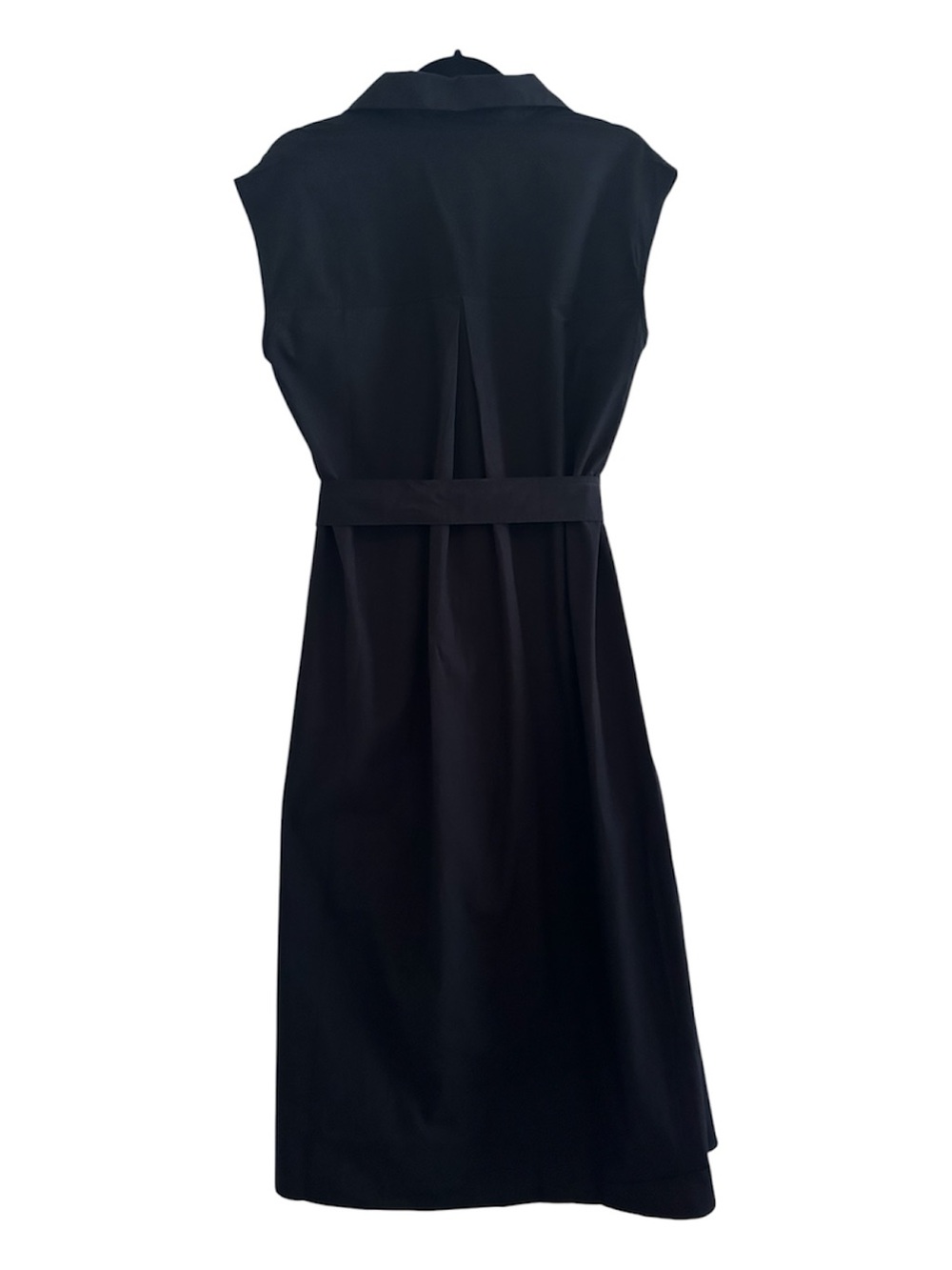 Deluc Imola Black Midi Shirt Dress Sleeveless Belted Collared Minimalist Chic - Picture 3 of 4